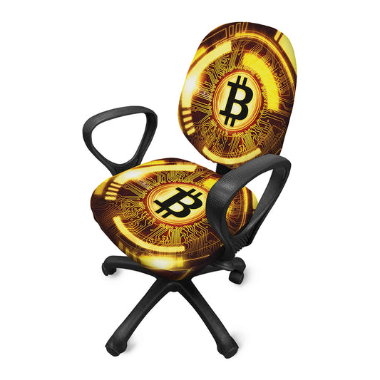 Bitcoin Crypto Symbol Print Office Chair Cover