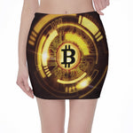 Bitcoin Crypto Symbol Print Pencil Mini Skirt