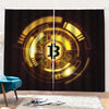 Bitcoin Crypto Symbol Print Pencil Pleat Curtains