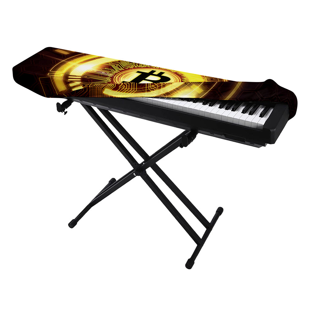 Bitcoin Crypto Symbol Print Piano Keyboard Cover