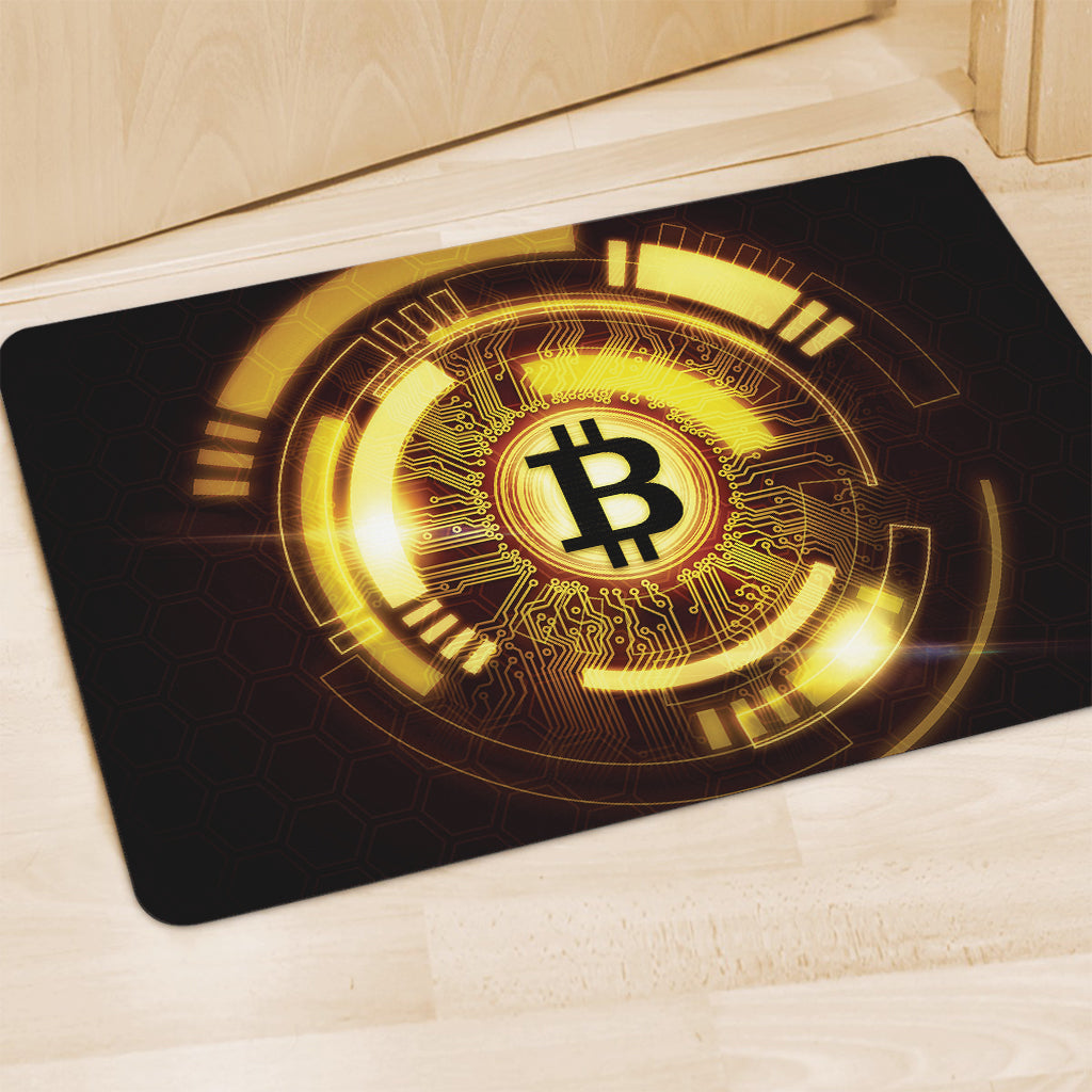 Bitcoin Crypto Symbol Print Polyester Doormat