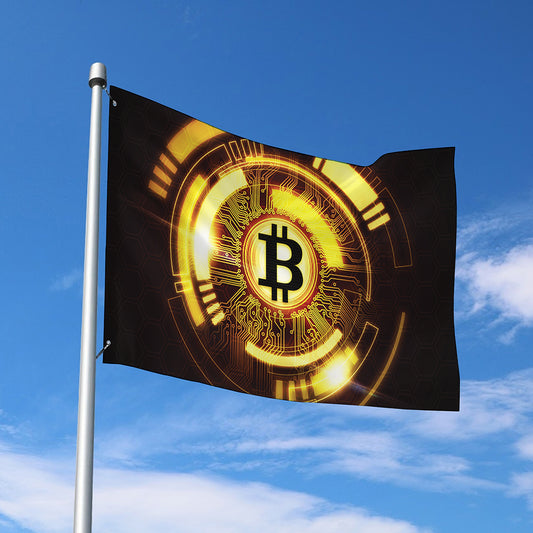 Bitcoin Crypto Symbol Print Polyester Flag