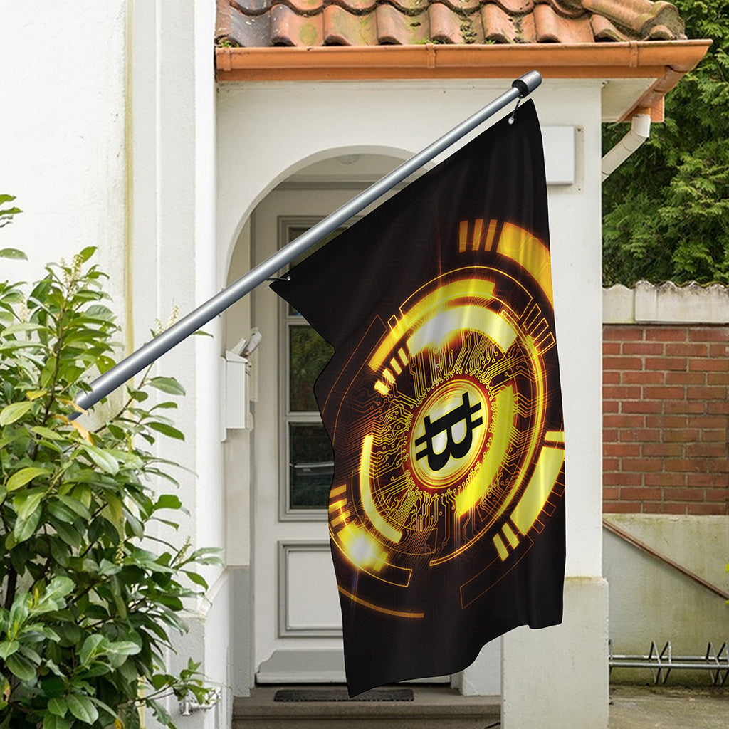 Bitcoin Crypto Symbol Print Polyester Flag