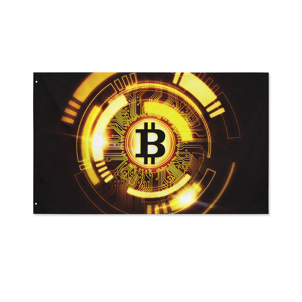 Bitcoin Crypto Symbol Print Polyester Flag