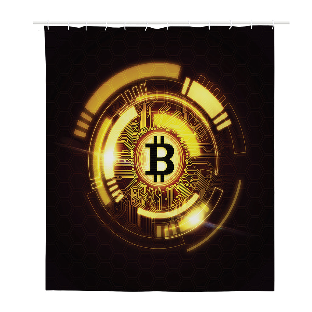Bitcoin Crypto Symbol Print Polyester Shower Curtain