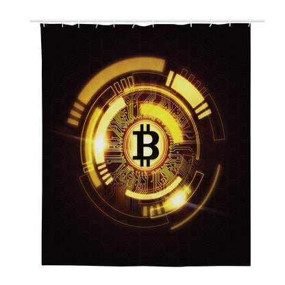 Bitcoin Crypto Symbol Print Polyester Shower Curtain