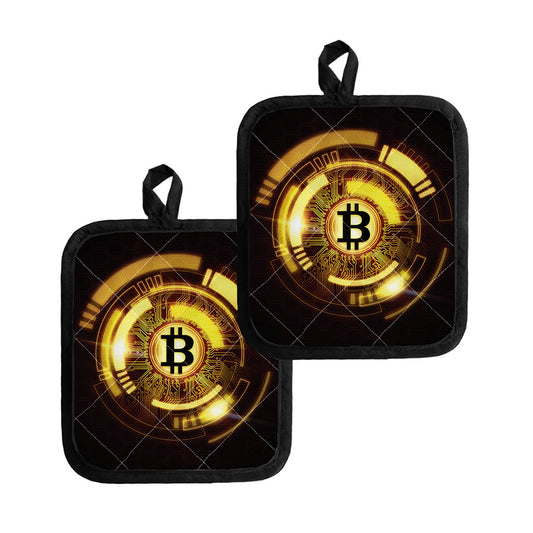 Bitcoin Crypto Symbol Print Pot Holders