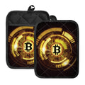 Bitcoin Crypto Symbol Print Pot Holders With Pocket