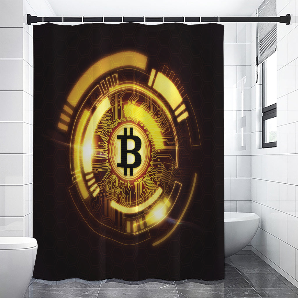 Bitcoin Crypto Symbol Print Premium Shower Curtain