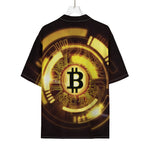 Bitcoin Crypto Symbol Print Rayon Hawaiian Shirt