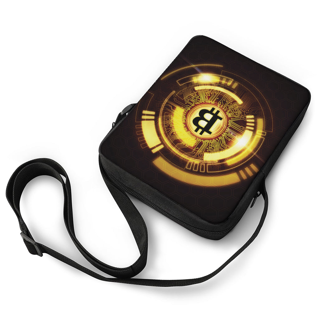 Bitcoin Crypto Symbol Print Rectangular Crossbody Bag