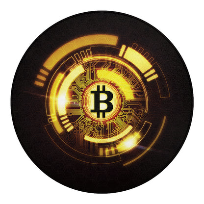 Bitcoin Crypto Symbol Print Round Blanket