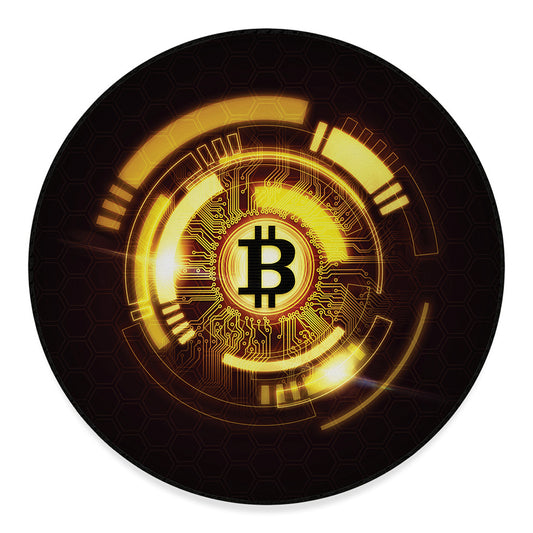 Bitcoin Crypto Symbol Print Round Floor Mat