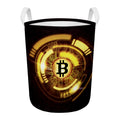 Bitcoin Crypto Symbol Print Round Laundry Basket