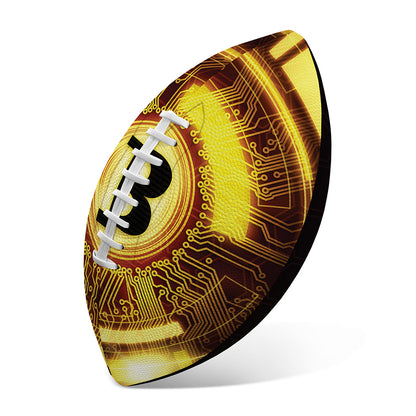 Bitcoin Crypto Symbol Print Rugby Ball