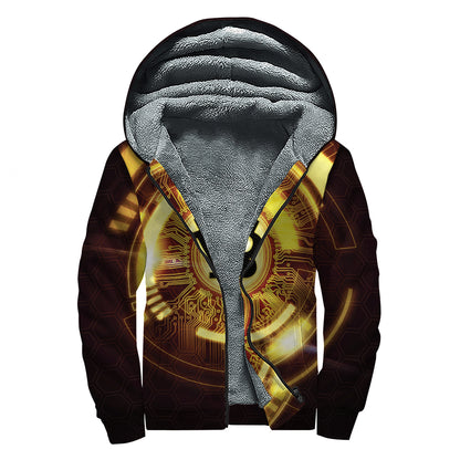 Bitcoin Crypto Symbol Print Sherpa Lined Zip Up Hoodie