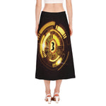 Bitcoin Crypto Symbol Print Side Slit Midi Skirt