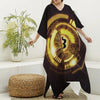 Bitcoin Crypto Symbol Print Silk V-Neck Kaftan Dress