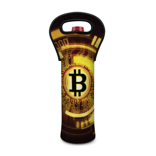 Bitcoin Crypto Symbol Print Single Neoprene Wine Tote