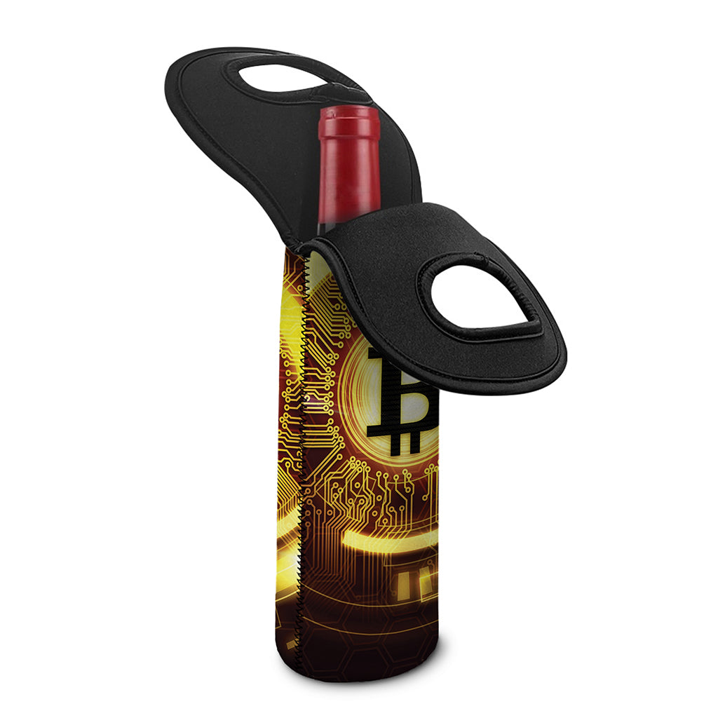 Bitcoin Crypto Symbol Print Single Neoprene Wine Tote