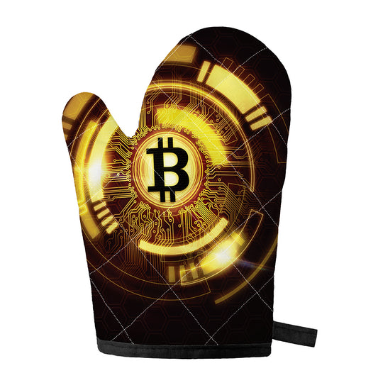 Bitcoin Crypto Symbol Print Single Oven Mitt