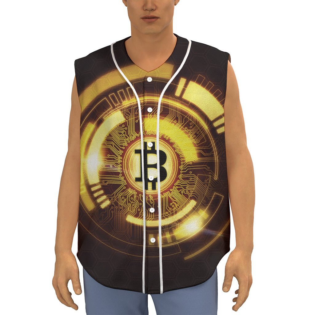 Bitcoin Crypto Symbol Print Sleeveless Baseball Jersey