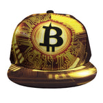 Bitcoin Crypto Symbol Print Snapback Cap