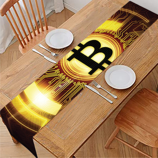 Bitcoin Crypto Symbol Print Table Runner