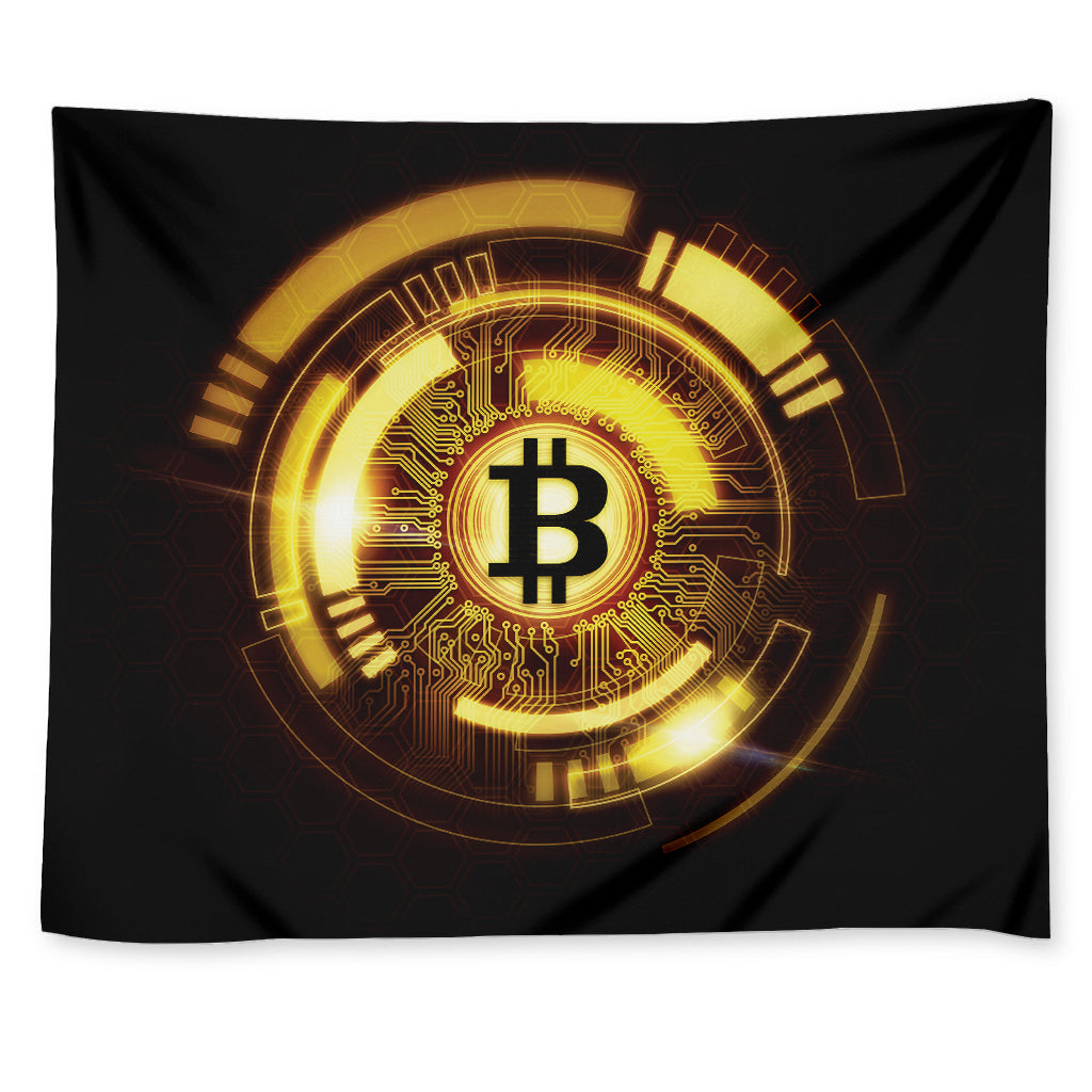 Bitcoin Crypto Symbol Print Tapestry