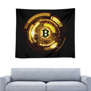 Bitcoin Crypto Symbol Print Tapestry