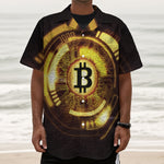 Bitcoin Crypto Symbol Print Textured Short Sleeve Shirt