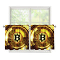 Bitcoin Crypto Symbol Print Tier Curtains