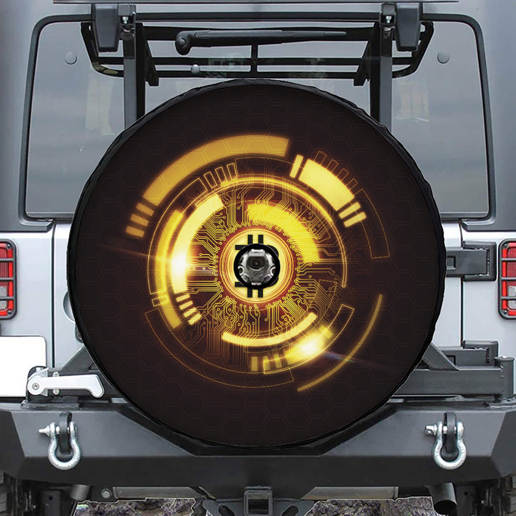Bitcoin Crypto Symbol Print Tire Cover With Camera Hole