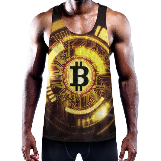 Bitcoin Crypto Symbol Print Training Tank Top