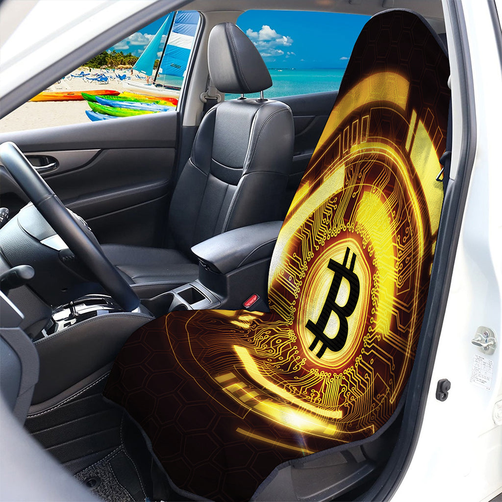Bitcoin Crypto Symbol Print Waterproof Car Seat Cover