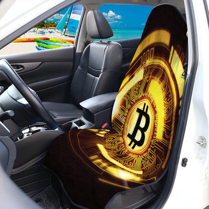 Bitcoin Crypto Symbol Print Waterproof Car Seat Cover