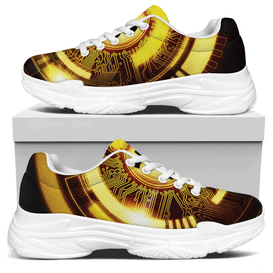 Bitcoin Crypto Symbol Print White Chunky Shoes