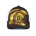Bitcoin Crypto Symbol Print White Mesh Trucker Hat