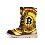 Bitcoin Crypto Symbol Print Winter Boots