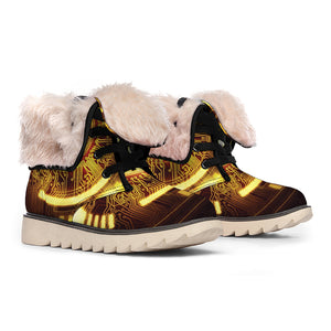 Bitcoin Crypto Symbol Print Winter Boots