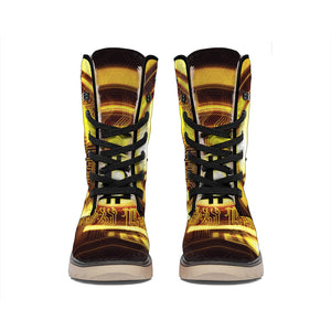 Bitcoin Crypto Symbol Print Winter Boots