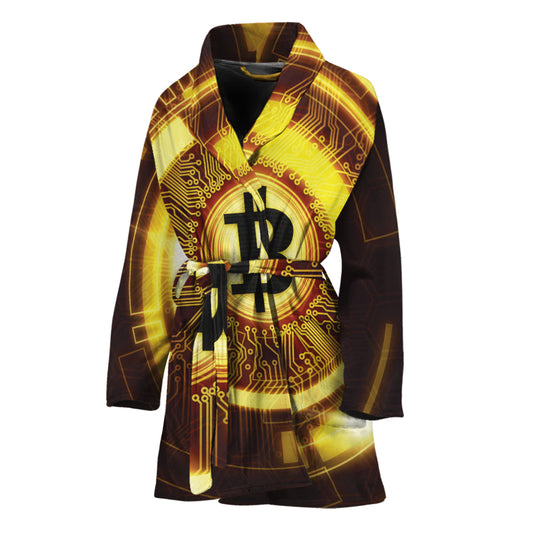 Bitcoin Crypto Symbol Print Women's Bathrobe