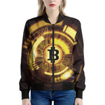 Bitcoin Crypto Symbol Print Women's Bomber Jacket