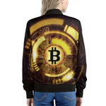 Bitcoin Crypto Symbol Print Women's Bomber Jacket