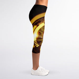 Bitcoin Crypto Symbol Print Women's Capri Leggings