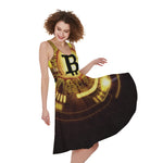 Bitcoin Crypto Symbol Print Women's Sleeveless Dress