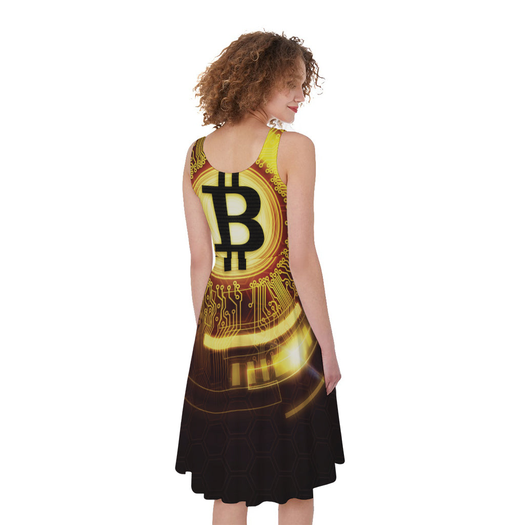 Bitcoin Crypto Symbol Print Women's Sleeveless Dress