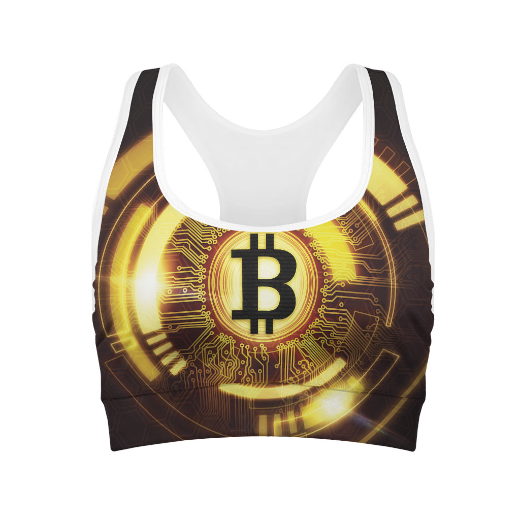 Bitcoin Crypto Symbol Print Women's Sports Bra