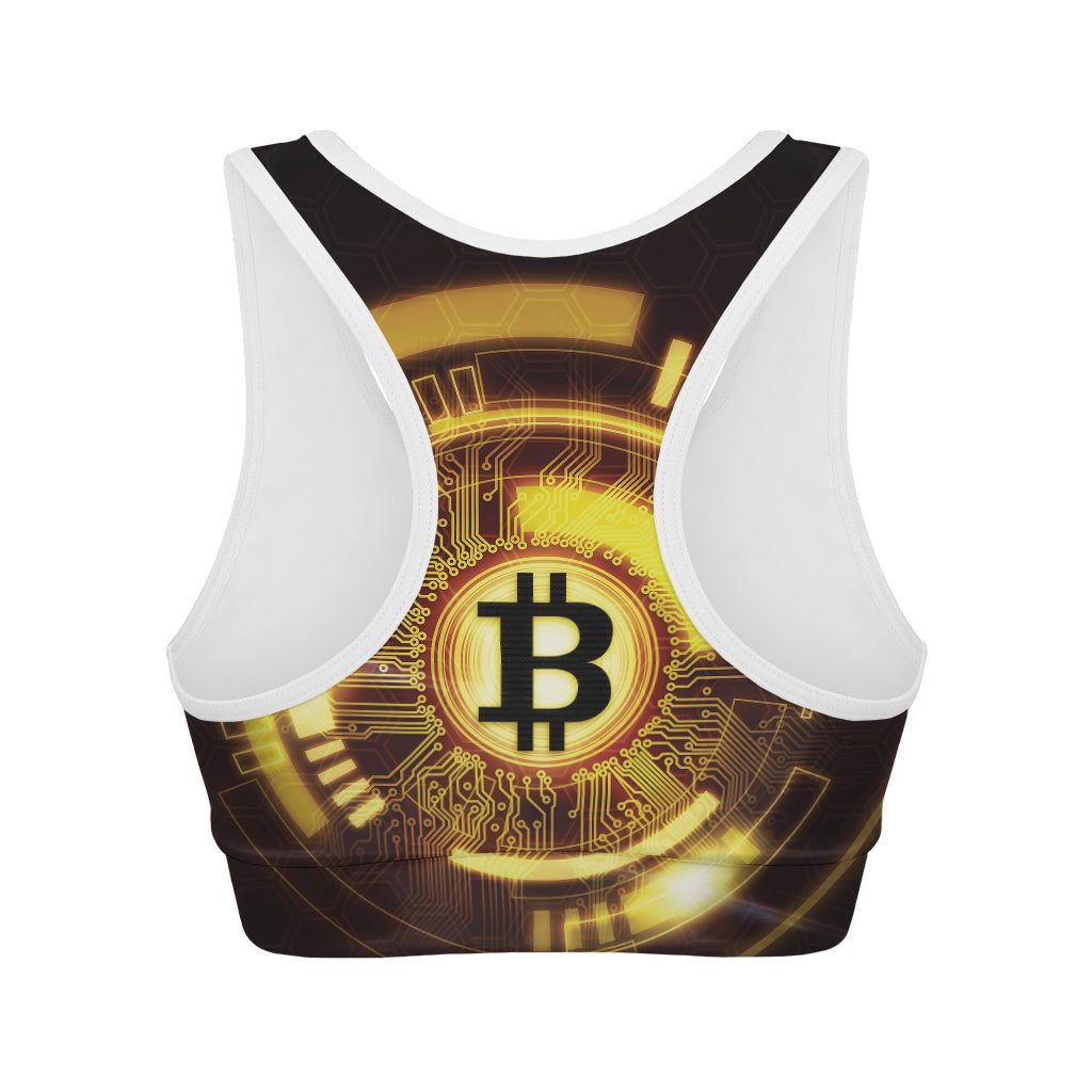 Bitcoin Crypto Symbol Print Women's Sports Bra