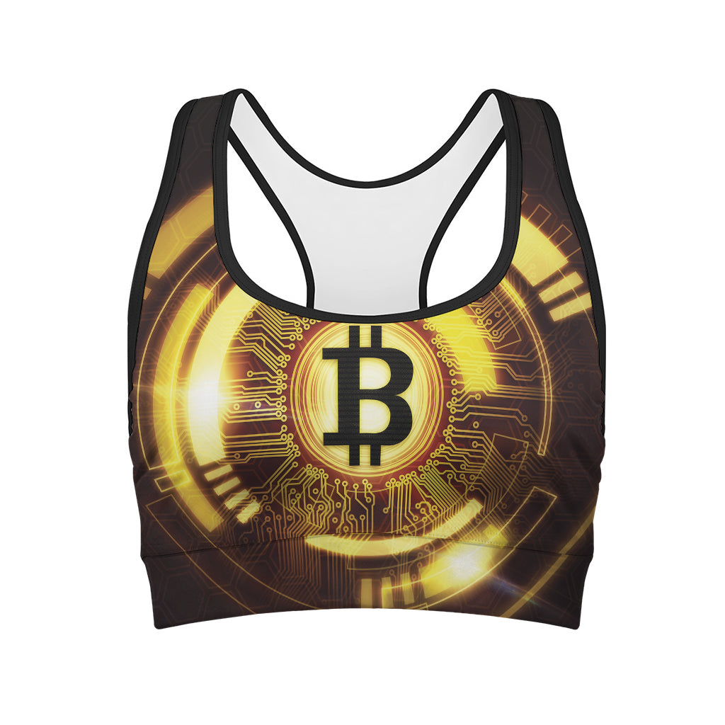 Bitcoin Crypto Symbol Print Women's Sports Bra